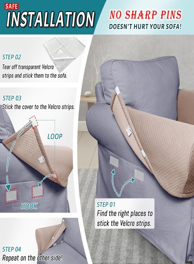Roytub Stretch Couch Arm Covers, Breathable Armrest Covers for Sofas and Chairs Arm Covers Keep Home Clean, Scratch-Resistant Sofa Arm Covers Protect and Decorate Your Sofa(Large, Khaki, 2PCS) - Image 4
